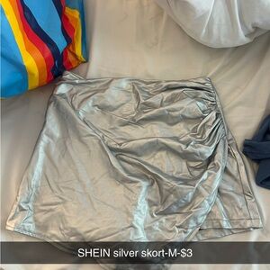 SHEIN Metallic Silver Skort